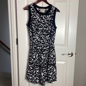 Kate Spade Floral Jacquard Knit Sleeveless Fit & Flare Dress Black/White Sz M